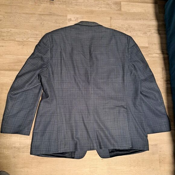 Ralph Ralph Lauren Size 48R Silk Wool Blend Blazer 2 Button Blue Plaid - Picture 2 of 16